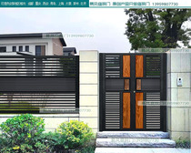 Customize the net red garden door Villa Courtyard Gate Wood Grain Aluminum Alloy Kinmen Double open single opening rural entrance door