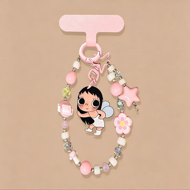 Original ins Cartoon Little Jade Beaded Pendant Bag Charm Ccd Lanyard Hanging Chain Keychain Phone Case Chain for Women Original ins Cartoon Little Jade Beaded Pendant Bag Charm Ccd Lanyard Hanging Chain Keychain Phone Case Chain for Women