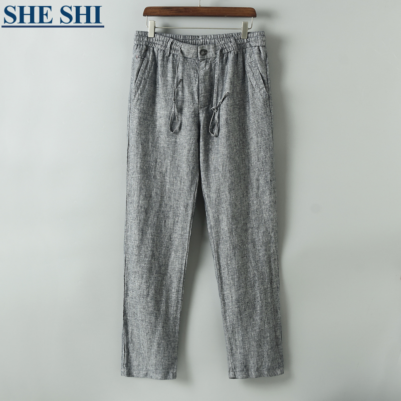 New linen pants men's loose summer thin men's casual pants non-cotton linen pants solid color straight linen pants trousers