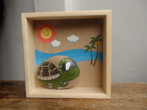 Sea turtles face the sea cute birthday stone fun tribe original hand-painted stone painting healing ornaments