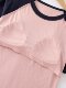 Cotton pajamas with chest pad integrated short-sleeved summer pure cotton thin large size loose casual home wear women's T-shirt