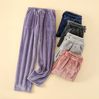 Flannel Pajama Pants for Women, Autumn and Winter, Extra Thick and Warm, Straight-Leg Pants, Large Size, Casual Winter Home Pants, Can Be Worn Outside