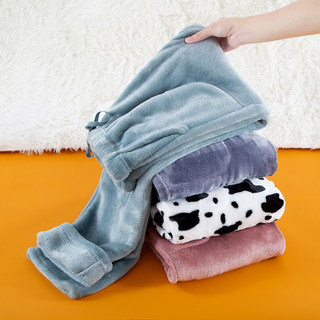 Women's Pajama Pants for Autumn and Winter, Extra Thick Flannel Long Pants, Straight-Leg, Loose-Fitting, Plus-Size Coral Fleece Winter Pants