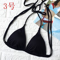 Triangle sexy bikini womens swimsuit single top black lace-up D cup small 4021