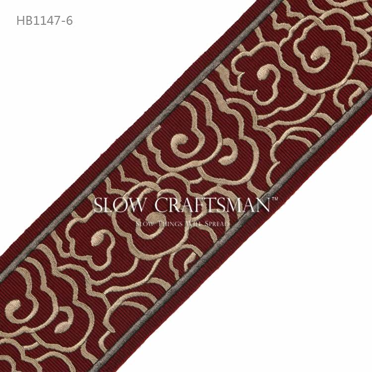 Кружевная кайма slow craftsman出口欧洲高端东方系列 窗帘抱枕灯具刺绣祥云花边