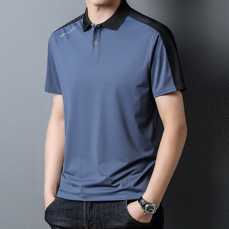 Summer Badminton Clothing Men's Polo Shirt Short-Sleeved Ice Silk Breathable Tennis Sportswear Quick-Drying Top Lapel T-Shirt