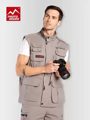 Little Penguin spring and summer cotton multi-pocket news media work professional photography vest casual men's clothing