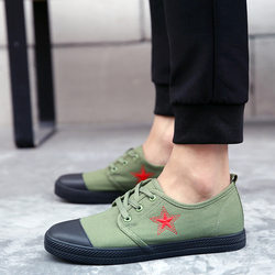 Yuanbu Spring and Autumn Breathable Canvas Shoes Men's Low-top Green Liberation Shoes Women's Military Training Shoes ເກີບກິລານັກຮຽນ