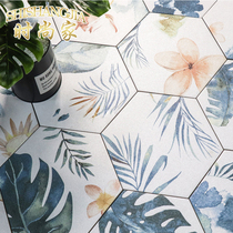 Nordic Flower tile toilet tile non-slip floor tile hexagonal brick balcony kitchen brick Net red candy glaze flower wall tile