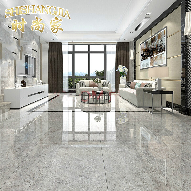 Foshan Direct Sales Brief Modern Floor Tiles 800x800 Living Room Grey Tile Diamond Diamond Ground Floor Brick Cloud Grey Stone