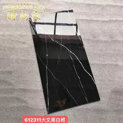 Black and white root floor tiles 600times 1200 dark large board tile living room threshold stone Black golden flower background wall floor tiles