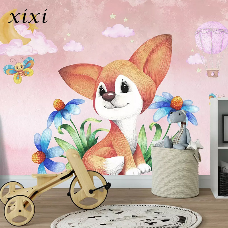 Children's room wall cloth decorative painting 3D three-dimensional environmental protection cartoon custom mural boy girl bedroom bed head background wall