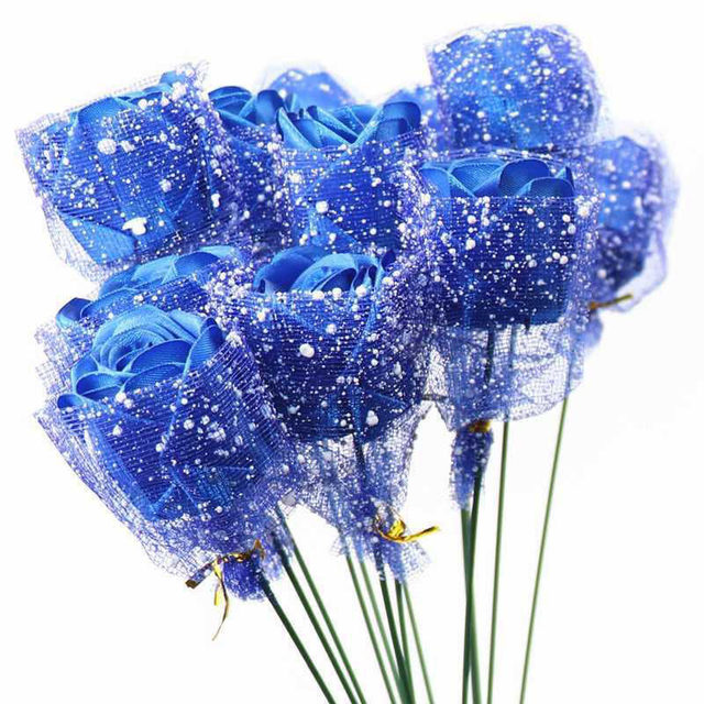 15CM centimeter snow point yarn snowflake ribbon bag rose wrapped flower head handmade DIY mesh flower packaging material