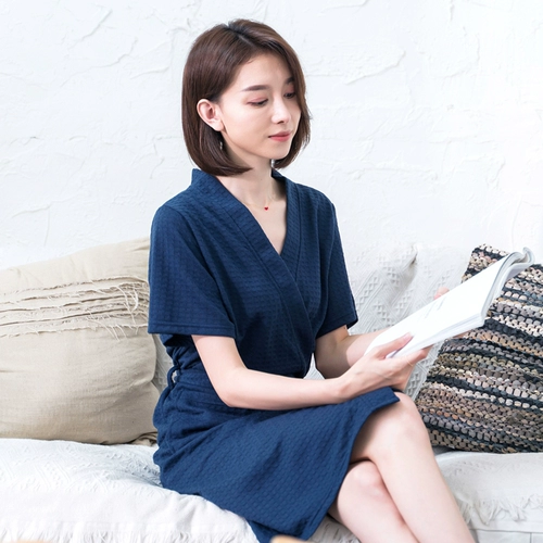 Тонкий летний банный халат, демисезонная быстросохнущая длинная пижама для влюбленных, короткий рукав, длина макси