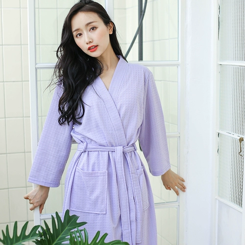 Летний тонкий мужской длинный быстросохнущий осенний банный халат, универсальная пижама для влюбленных