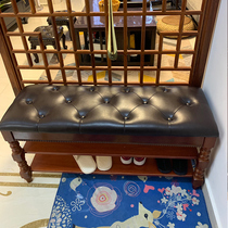 Strip stool American style shoe changing stool Euro style shoe cabinet Home doorway Shoe Rack Solid Wood Shoes Stool Net Red Wearing stools