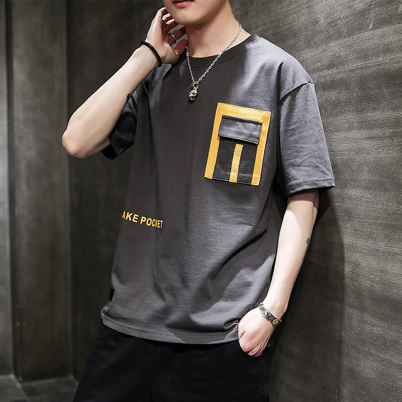 Men's short-sleeved t-shirt loose Korean version of the trend top clothes pure cotton half-sleeved ins tide brand summer t-shirt bottoming shirt