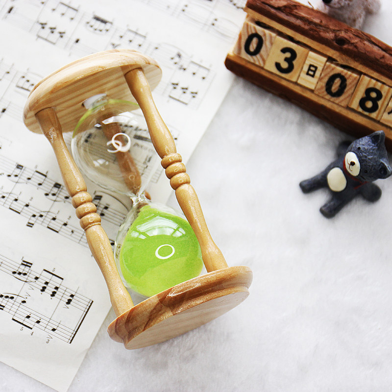 Living room geometric simple modern small fresh creative pure handmade wooden frame glass hourglass timer friend gift