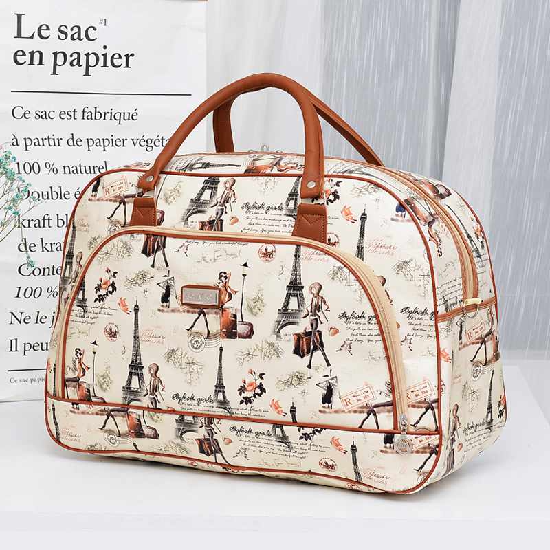 Large-Capacity Pu Travel Bag for Women, Korean Style Short-Distance Cartoon Cute Student Small Luggage Bag, Waterproof Travel Bag for Women