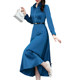 One-piece skirt ladies' clothes spring and autumn 2023 new waist-shrinking mother looks thin and temperament western style long-sleeved mid-length skirt