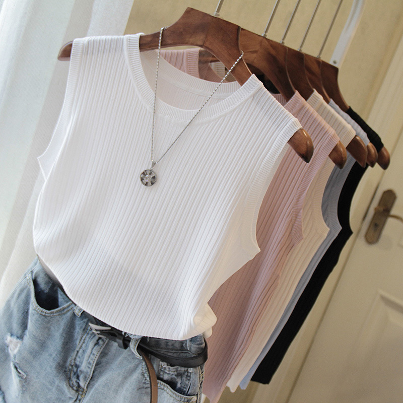 White Ice Silk Camisole for Women, 2026 New Summer Style, Suitable for Wearing under Suits or as an Outer Layer, Sleeveless Top