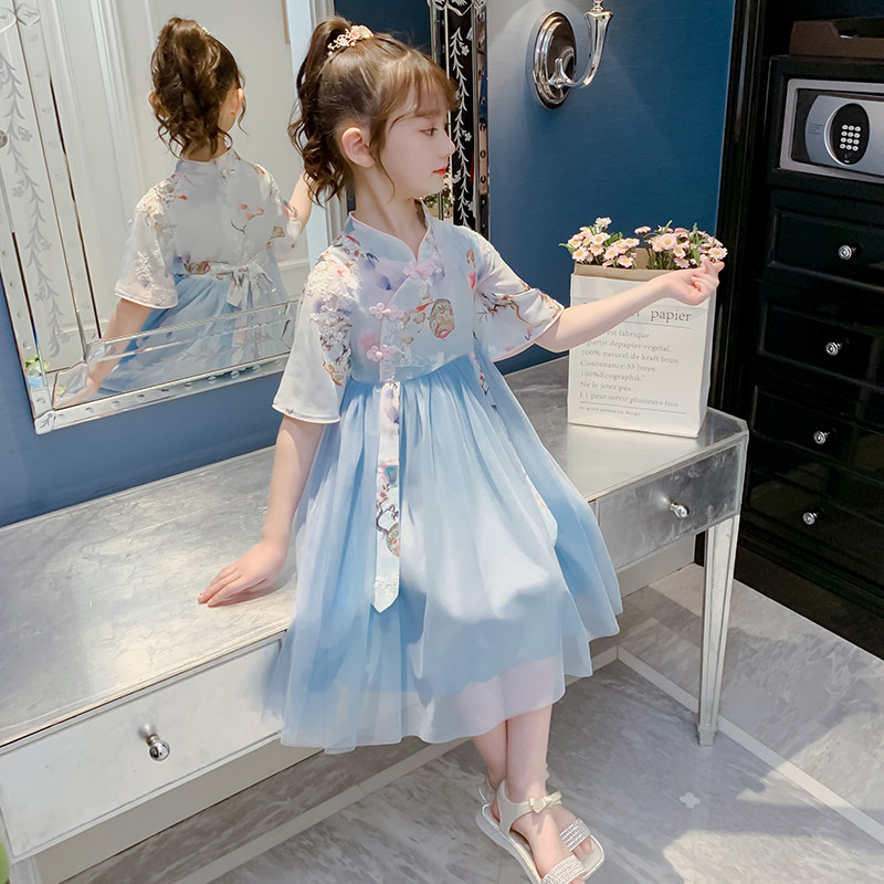 Hanfu Girl Foreign Dress Summer Dress 2022 New China Wind Ancient Dress Summer Foreign Dress Princess Dresses Children's Skirts