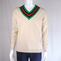 Autumn and winter chicken heart neck sweater mens Korean striped color v collar pullover wear ins sweater tide