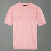 Male ice silk T-shirt thin versatile handsome half-sleeved round neck slim Korean version of social guy Youth Tide brand knitted shirt
