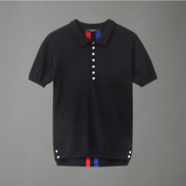 Summer Thin Ice Silk cooling short sleeve polo shirt knitt lapel men color handsome Paul shirt British T-shirt