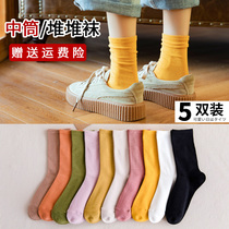 Socks Womens middle cylinder Sox Summer pure cotton cute ins Chauco Summer lady Long cylinder Long Sox All cotton heaps Sox Japanese