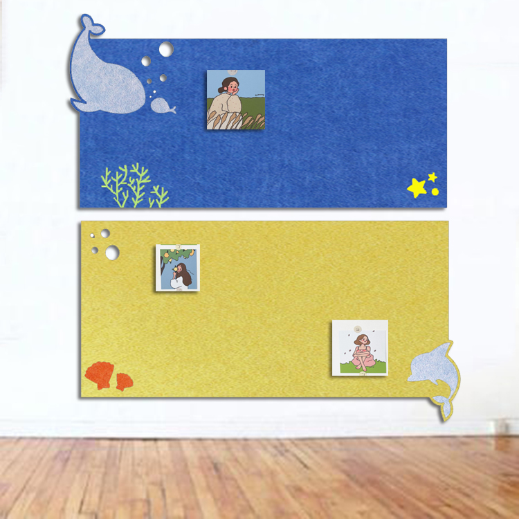 Nordic Dolphin Felt Wall Sticked Children Room Decoration Liking Board Photo Wall Kindergarten Work Display Board Soft Wood Board