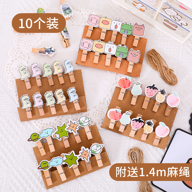 Photo clip woody cute set of 10 attached 1 4 m Hemp Rope Wall Patch Board Special Small Clip