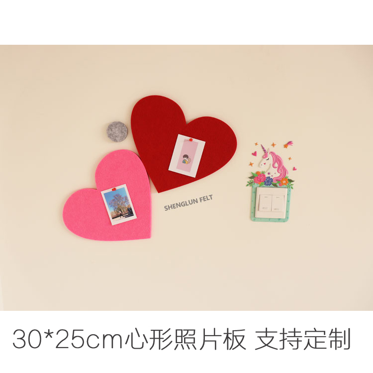 Heart-shaped felt board Color cork photo wall background wall kindergarten works display board message board