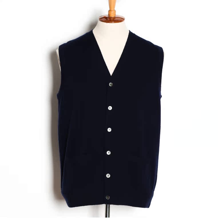 Gia đình cashmere mùa thu và mùa đông nam mới áo len cashmere cổ chữ V kinh doanh bình thường bên trong vest dệt kim cỡ lớn vest nam