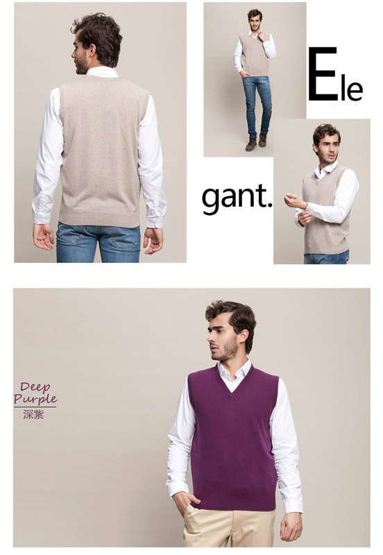 Gia đình cashmere mùa thu và mùa đông mới Áo thun cashmere cổ chữ V áo len rộng giản dị áo len nam vest