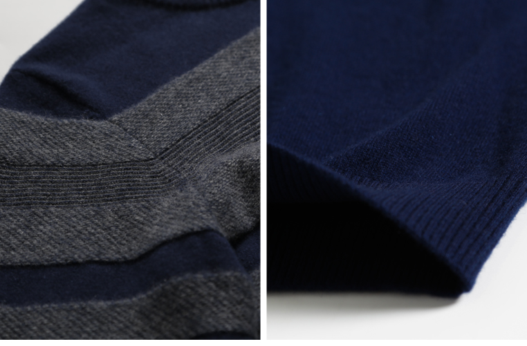 METTE mùa thu và mùa đông mới sọc ngang màu jacquard tương phản vòng cổ áo len cashmere nam trẻ trung ấm áp đan áo len - Áo len Cashmere áo da lộn nam