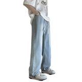 Шелковые летние тонкие джинсы, штаны, свободный прямой крой, подходит для подростков