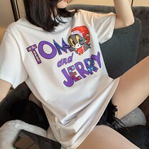 Cartoon Cartoon White T-shirt Woman Short Sleeve Pure Cotton 2022 Summer New Loose Slim length and half sleeve compassionate