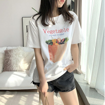 White Pure Cotton T-Shirt Woman Short Sleeve Summer 2022 New Big Code Loose Fat Sister Mid Half Sleeve Compassionate Blouse