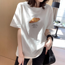 White short sleeve T-shirt woman in undershirt lap spring summer dress 2022 new pure cotton round collar half sleeves Compassionate Blouse Women