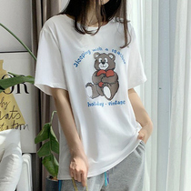 Small Bear White Pure Cotton Short Sleeve T-shirt Woman Summer 2022 New Hit Undershirt Mid Half Sleeve Compassionate Blouse Tide