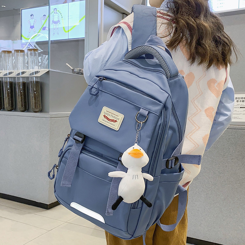 Special cabinet 2023 new pure color satchel female junior high-capacity high school student girl multilayer double shoulder bag-Taobao