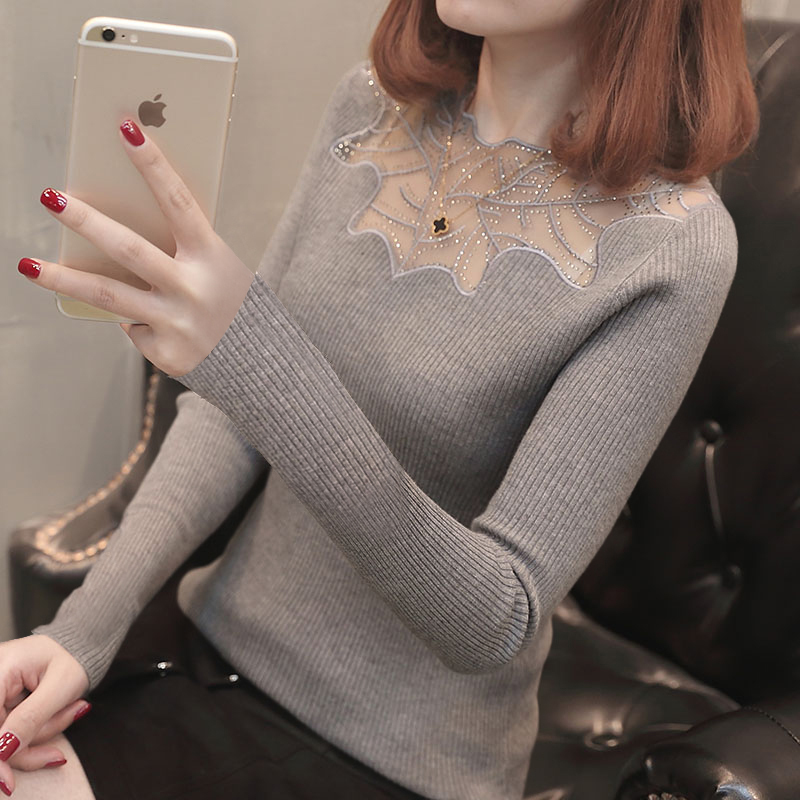 Sweater Tops for Women, Fleece-Lined Base Layer Shirts, Women's Autumn and Winter Slim-Fitting Thermal Underwear, Women's Heated Lace Sexy Knitwear Sweater Tops for Women, Fleece-Lined Base Layer Shirts, Women's Autumn and Winter Slim-Fitting Thermal Underwear, Women's Heated Lace Sexy Knitwear