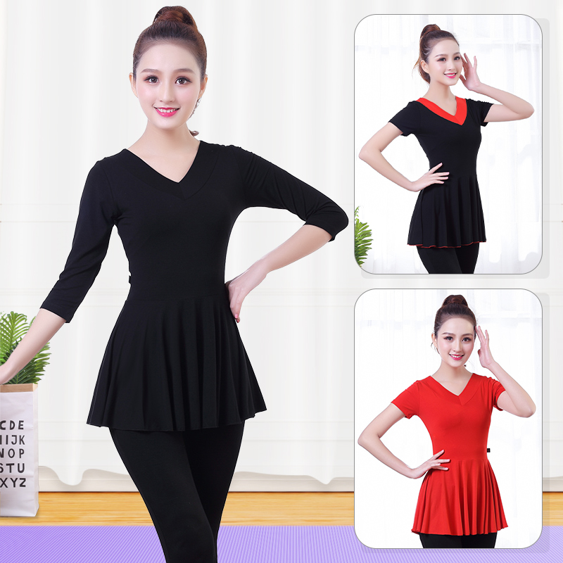 Antielic yoga dresses for women fitness gym sports gym dance blouses 2020 new single V long short sleeves spring summer