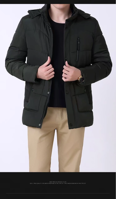 Áo khoác nam mùa đông của MWCQ cộng với áo khoác nhung dày cho nam mùa đông 40 chiếc áo khoác cotton nam trung niên 50 tuổi - Quần áo độn bông thể thao áo phao dáng dài hàn quốc