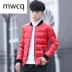 Quần áo cotton mùa đông MWCQ 2018 phiên bản Hàn Quốc của chiếc áo khoác da PU tự làm bằng vải cotton nam màu đỏ M - Quần áo độn bông thể thao áo lông vũ nam cao cấp Quần áo độn bông thể thao