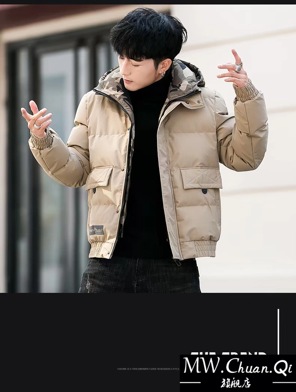 Áo khoác cotton nam dày của MWCQm102d 2019 mùa đông mới quần áo cotton nam Hàn Quốc giản dị đoạn ngắn - Quần áo độn bông thể thao áo phao dài