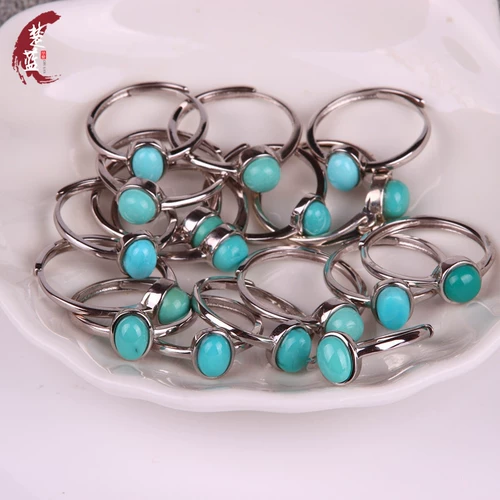 楚蓝 Бирюзовая природная руда, бирюзовое кольцо с камнем, инкрустация камня, серебро 925 пробы, золото 750 пробы