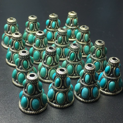 Природная руда, бирюзовый аксессуар, инкрустация камня, комплект, аксессуары, серебро 952 пробы, тройник