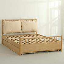 Nine-door high box bed Nordic drawer bed Solid wood storage bed 1 8m double master bedroom Beech high box storage bed